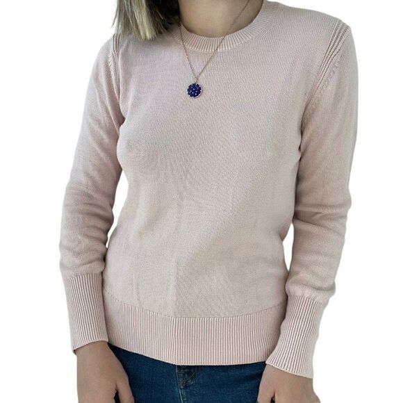 Everlane Womens Soft Cotton Crew Light Pink Knit Lightweight Sweater Sz M - Picture 5 of 9